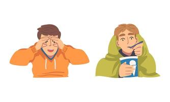 Man Looking in Different Direction with Face Expression Set vector