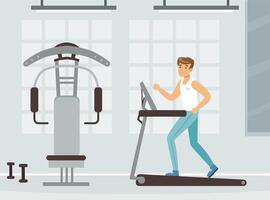 Man Astronaut Running on Treadmill Preparing for Space Flight Illustration vector