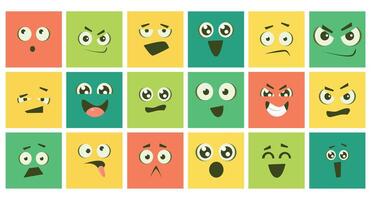 Cartoon Monster Square Faces with Different Emotion and Face Expression Set vector