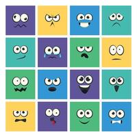 Cartoon Square Face with Emotion Expression Big Set vector