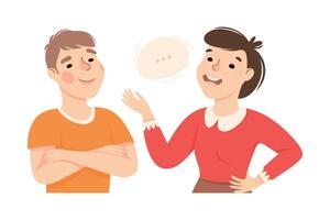 Man and Woman Talking Together Communicating and Discussing Something Illustration vector