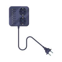 Extension Cord or Power Extender with Plug and Power Cord as Electric Current Equipment with Port Connector Illustration vector