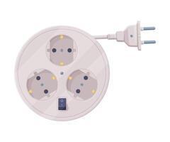 Extension Cord or Power Extender with Plug and Power Cord as Electric Current Equipment with Port Connector Illustration vector