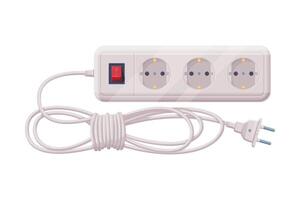 Extension Cord or Power Extender with Plug and Power Cord as Electric Current Equipment with Port Connector Illustration vector