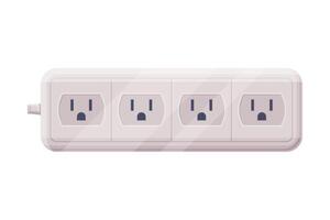 Extension Socket with Power Cord as Electric Current Equipment with Port Connector Illustration vector