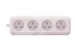Extension Socket with Power Cord as Electric Current Equipment with Port Connector Illustration vector