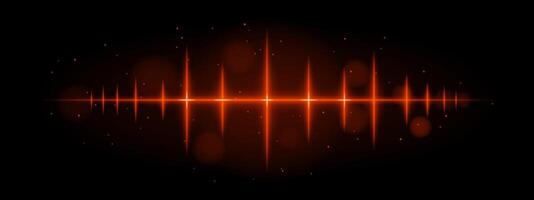 Orange pulse wave. Vibrant glowing waveform, sharp spikes, futuristic light design, dynamic energy signal, abstract illumination, modern decor, visual effect, scattered particles vector