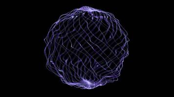 Abstract Sphere with Purple and Green Flowing Digital Lines and Dots video