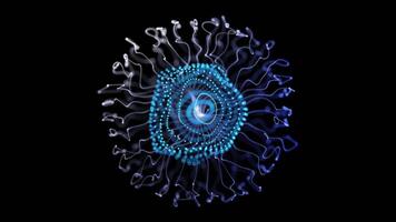 Blue and White Abstract Sphere with Swirling Luminescent Patterns video