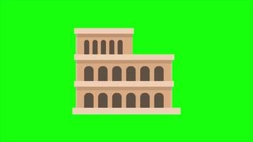 Rome coliseum 2d animation building block simple and flat video