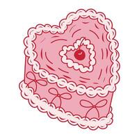 Heart-shaped cake with icing and cherry decoration for special occasions in a vibrant design vector