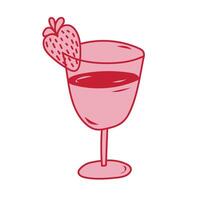 Refreshing strawberry drink served in elegant glass with colorful garnish on summer day vector