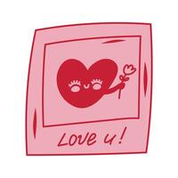 Creative illustration of a heart character holding a flower with a message of affection vector