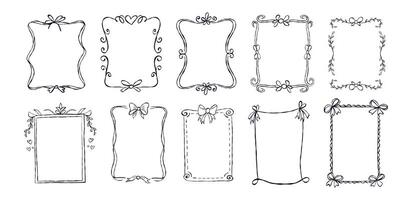 Decorative frames with bows and intricate designs suitable for artistic projects and crafting activities vector