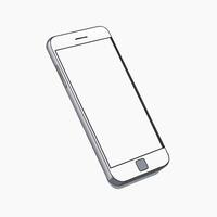 A white phone with a blank screen on a white background vector