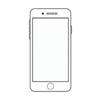 An outline drawing of a smartphone with a blank screen vector