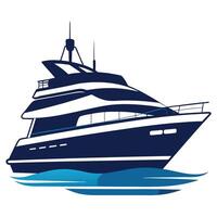 A yacht on the water with a blue background vector