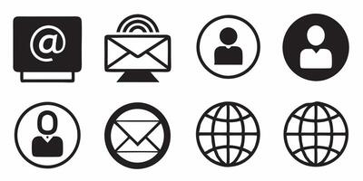 A set of icons that include email, phone, and internet vector