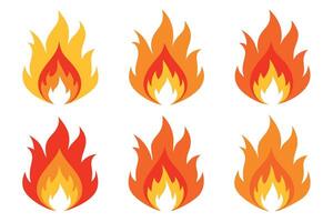 Fire flames set of six different types of flames vector