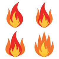 Four different types of fire flames on a white background vector