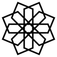 Islamic ornament pattern shape line graphic element. Decorative outlined Islamic geometric ornamental shape pattern illustration. vector