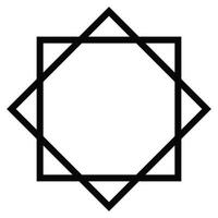 Islamic ornament pattern square shape graphic element. Decorative outlined Islamic geometric ornamental shape pattern illustration. vector