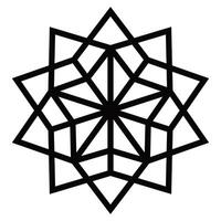 Islamic ornament pattern star shape graphic element. Decorative outlined Islamic geometric ornamental shape pattern illustration. vector