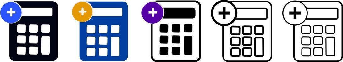 Small calculator icon set in filled, thin line, calculator Gradient icon. outline and stroke style. illustration vector