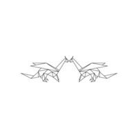 Pair Dragon Polygonal Lines, can use for Logo, Pictogram, Mythology Creature Figure, Website, Apps, or Graphic Design Element. Ediatble. vector
