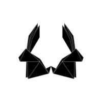 Pair Rabbit or Bunny Shape Inspired by Origami Form, can use for Logo, Pictogram, Cute Animal Figure, Website, Apps, or Graphic Design Element. BW and Editable. vector