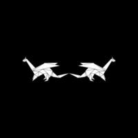 Pair Dragon Shape Inspired by Origami Form, can use for Logo, Pictogram, Mythology Creature Figure, Website, Apps, or Graphic Design Element. Black White and Editable. vector