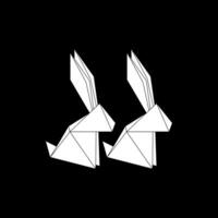 Pair Rabbit or Bunny Shape Inspired by Origami Form, can use for Logo, Pictogram, Cute Animal Figure, Website, Apps, or Graphic Design Element. Editable. vector