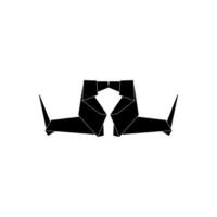 Pair Dog Shape Inspired by Origami Form, can use for Logo, Pictogram, Animal Figure, Website, Apps, or Graphic Design Element. BW and Editable. vector