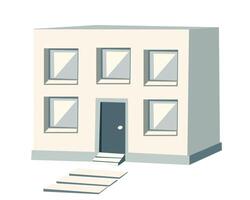 Minimalist illustration of a modern office building with multiple windows and a front entrance, representing urban architecture, business centers, and commercial real estate vector
