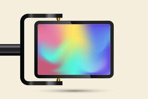 Outdoor Large LED Screen Mock up with black realistic stand for outdoor and two indoor street LED. A Digital Stand Signage LED Display Mockup with Digital Stand vector