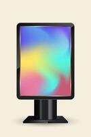 The Outdoor Led Screen Mockup Digital Stand Signage LED Display Mockup with Digital Stand, and the Outdoor Large LED Screen Mock up with black realistic stand . vector