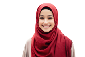 ung muslim kvinna leende i traditionell hijab på bakgrund Foto png