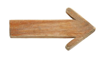 wooden arrow pointing right with rustic texture isolated on background png
