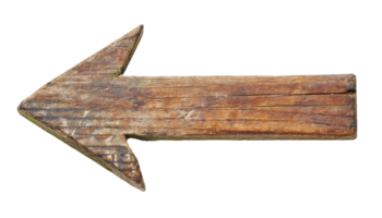 rustic wooden arrow sign pointing left with weathered texture isolated on background png
