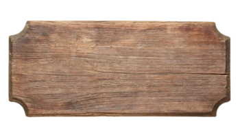 rectangular rustic wooden plaque with decorative edges and weathered texture isolated on background png