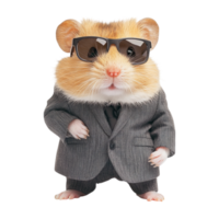 Hamster in Suit and Sunglasses on Transparent Background png