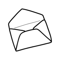 Illustration of an open envelope outline, empty inside, simple and charming design, suitable for decorating, filling with feelings of love and longing. png
