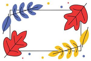 Autumn Leaves Frame Red, Yellow, Blue Fall Foliage Design vector