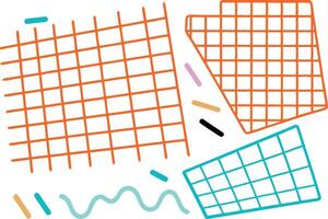 Abstract Grids, Geometric Shapes, Colorful Lines, 90s Style Design vector