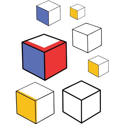 Colorful Cubes Geometric Shapes Abstract Design Art Blocks