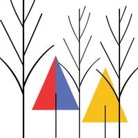 Abstract Minimalist Art Trees, Triangles, and Autumn Colors vector