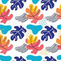 Abstract Colorful Leaf Pattern Seamless Summer Design vector