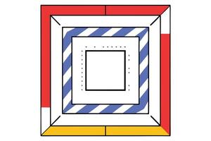 Abstract Geometric Square Frame Design Red, Yellow, Blue Stripes vector