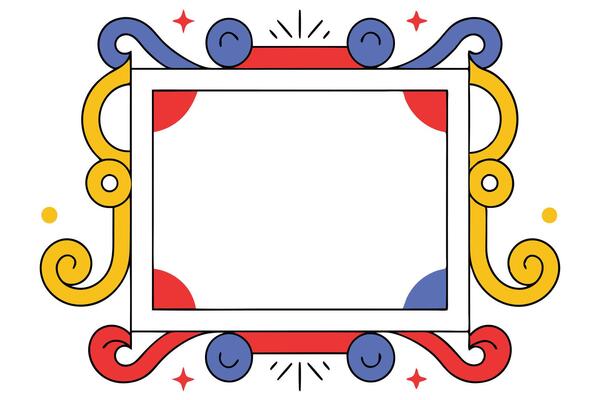 Ornate Decorative Frame Colorful, Swirly, Festive Border Design