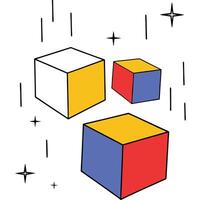 Colorful Cubes Falling, Geometric Shapes, Abstract Art, Modern Design vector